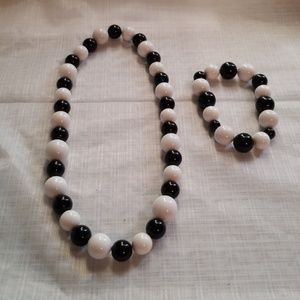 Black and white hand made necklace and bracelet
